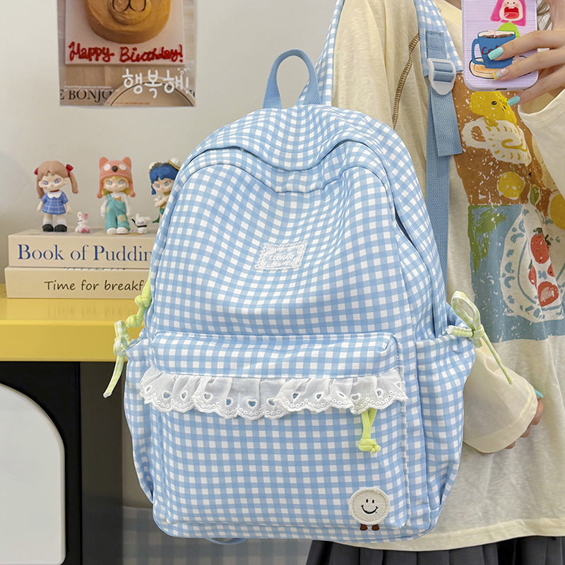 Cute Gingham Print Backpack Kalsten