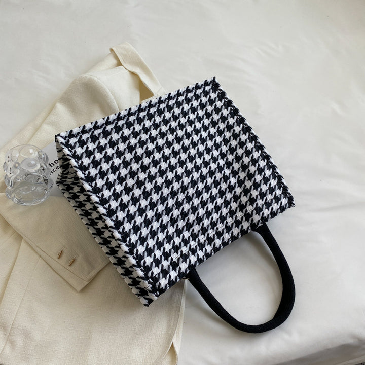 Houndstooth Pattern Handheld Tote Bag