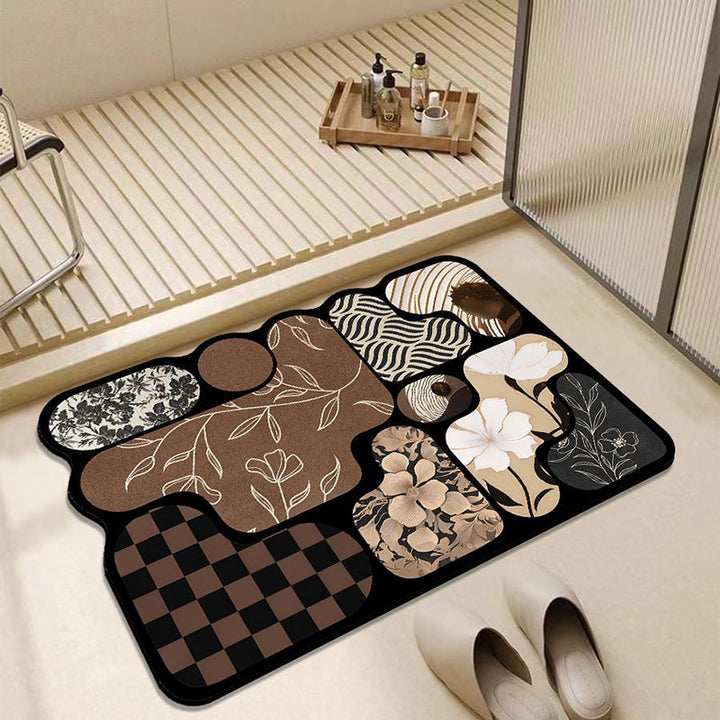 Artistic Floral Pattern Bath Mat Kalsten