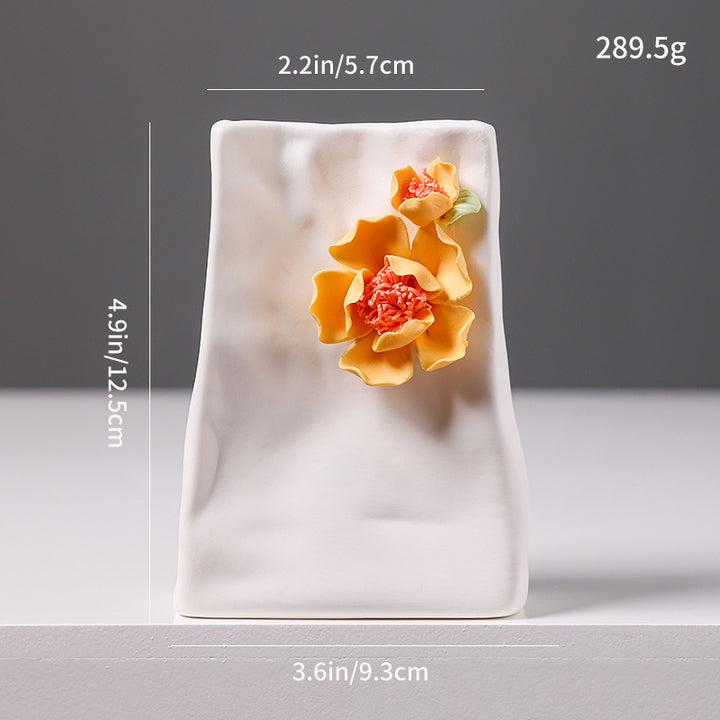 Decorative Floral Relief Ceramic Vase Kalsten