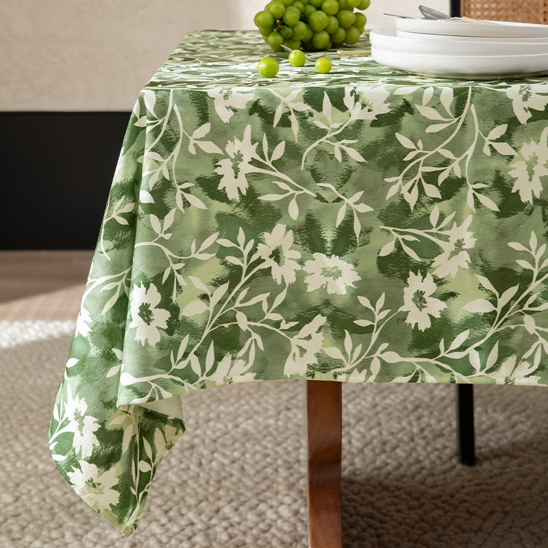 Rectangular tablecloth in watercolor flower print made of cotton-linen with stain protection and heavy weaving quality