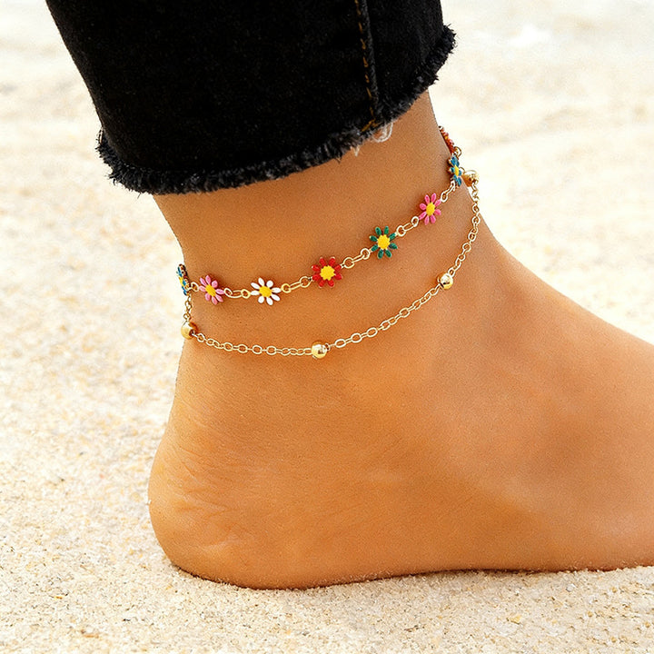 Colorful Floral Charm Anklet Kalsten