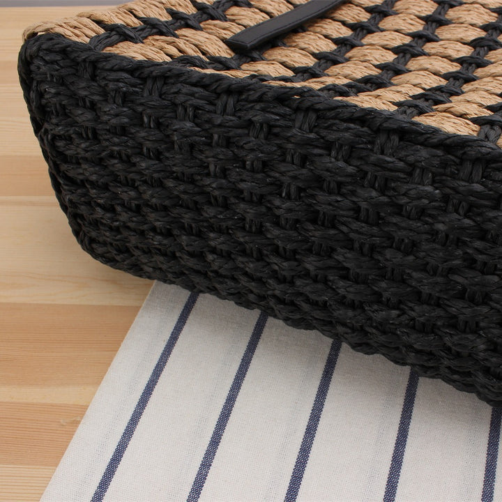 Hand-knotted tote bag made of natural material with elegant leather handles Kalsten