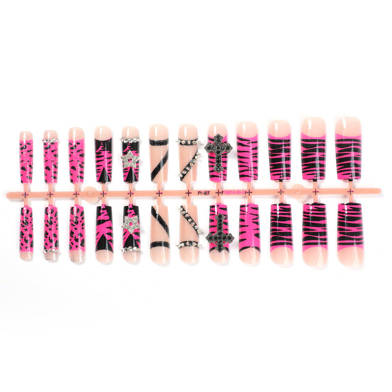 Creative nail art set with eye-catching zebra and glitter pattern Kalsten