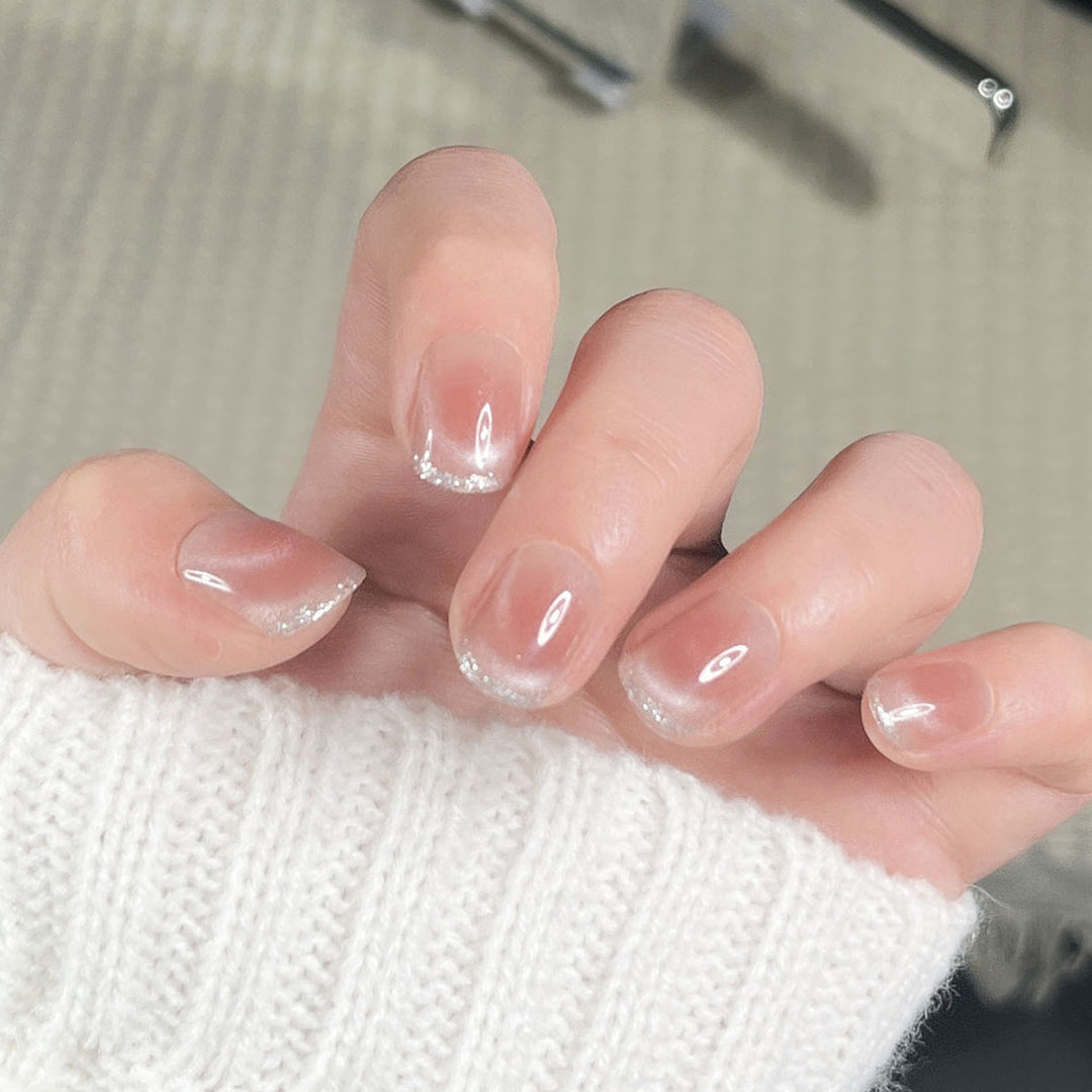 Elegant Press-On Nail Set with Nude Ombre Finish