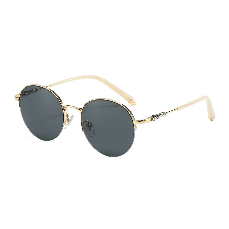 Women's round sunglasses with elegant metal frame and comfortable nose pads Kalsten