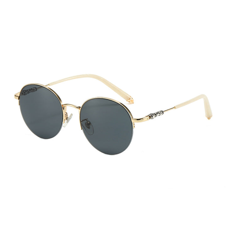 Women's round sunglasses with elegant metal frame and comfortable nose pads Kalsten