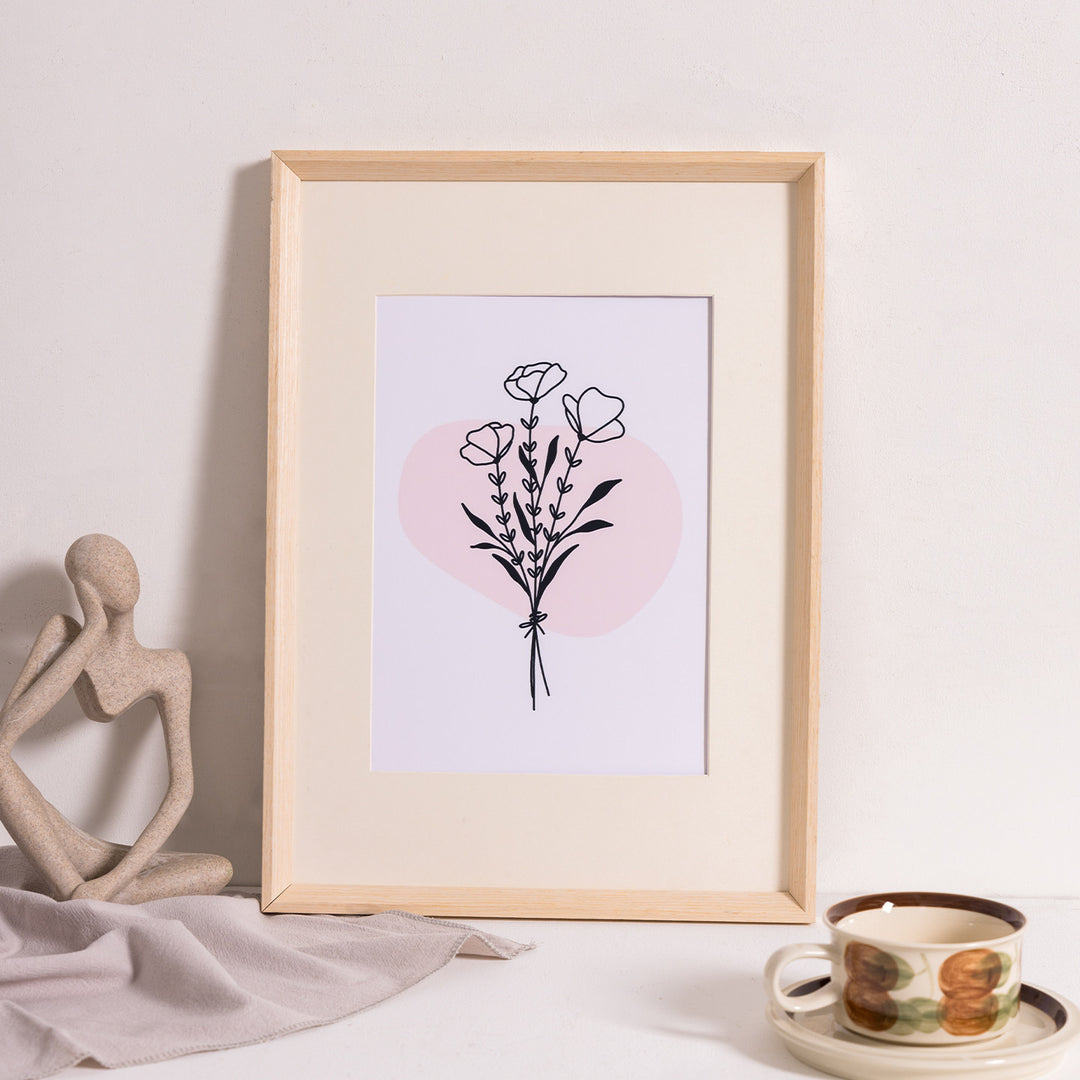 Artistic Floral Print Wall Decor Frame for Home