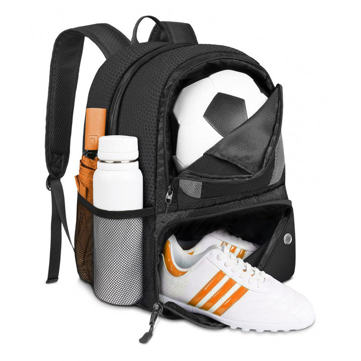 Sporty backpack with compartments for soccer, water bottle, and shoes Kalsten
