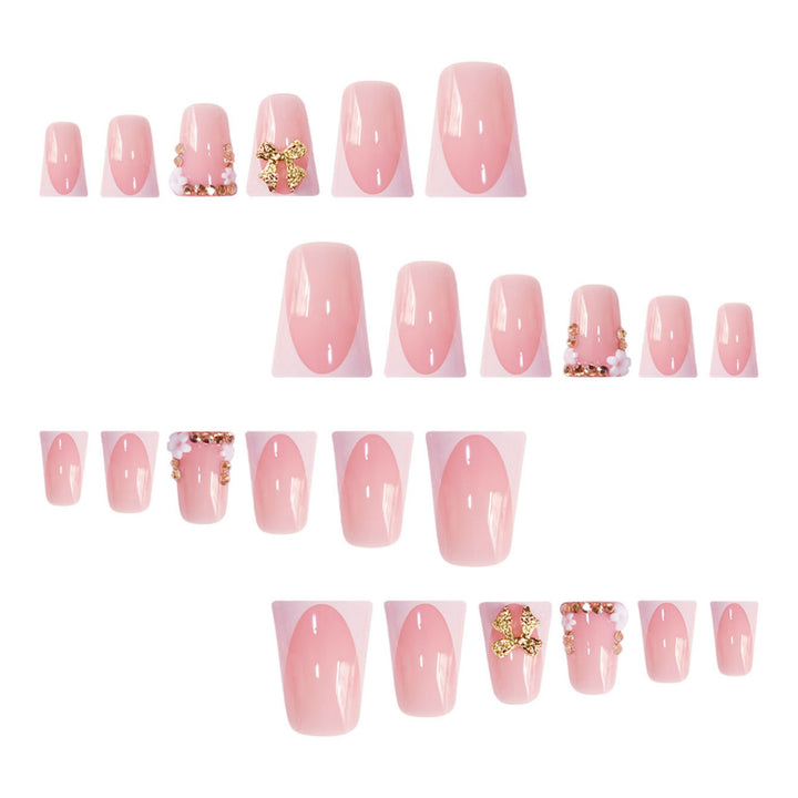 Decorative 3D Floral Press-On Nails with Gem Accents Kalsten