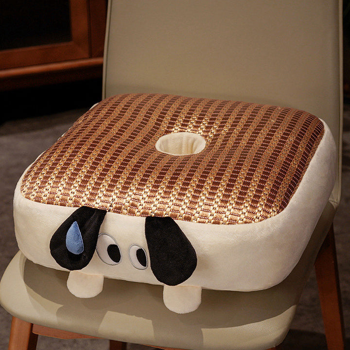 Plush pet bed with raised edge and removable cuddly pillow