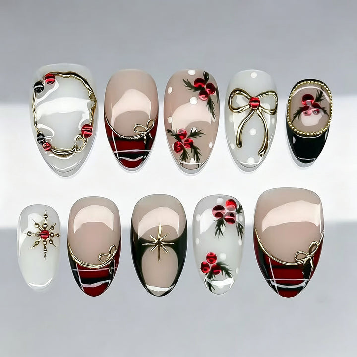 Festive Artisan Press-On Nail Set Kalsten