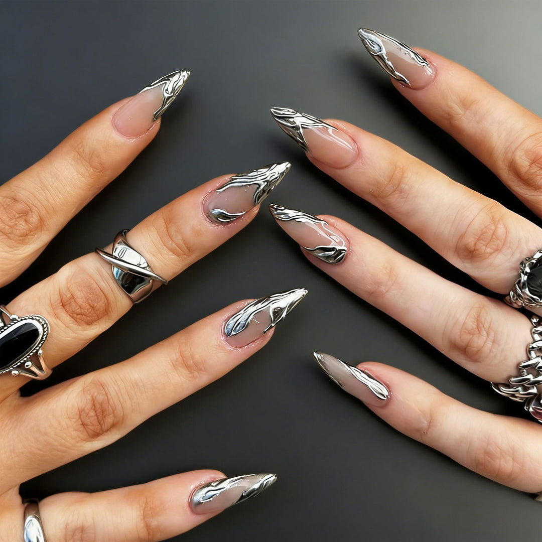 Metallic Design Stiletto Press-On Nails Kalsten