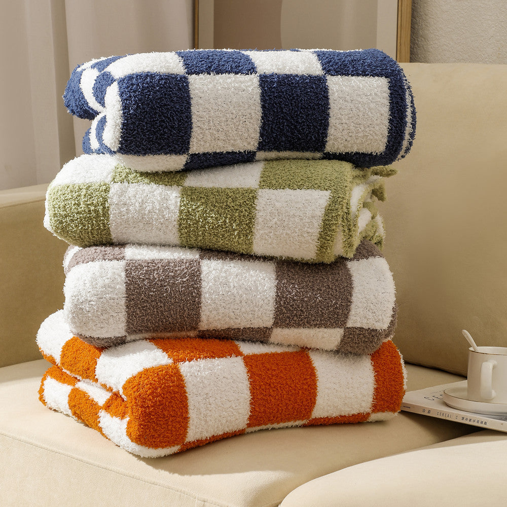 Soft Plush Checkerboard Throw Blanket Kalsten