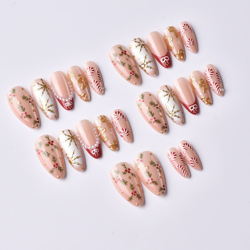 Artificial nail set with elegant Christmas motifs and glitter accents Kalsten