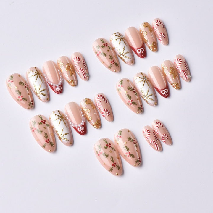 Artificial nail set with elegant Christmas motifs and glitter accents Kalsten