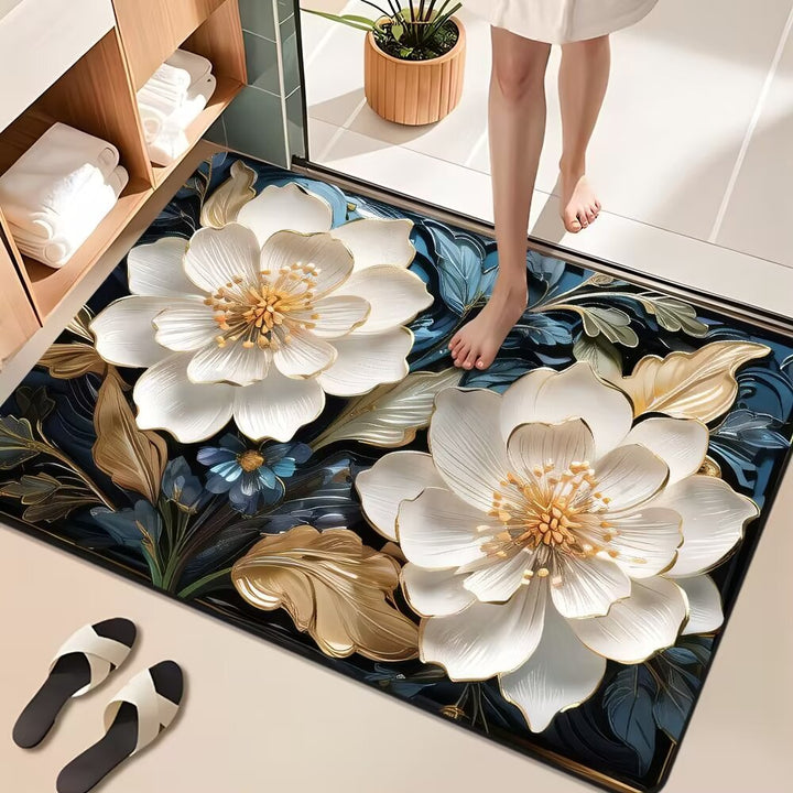 Floral Design Bathroom Mat Kalsten