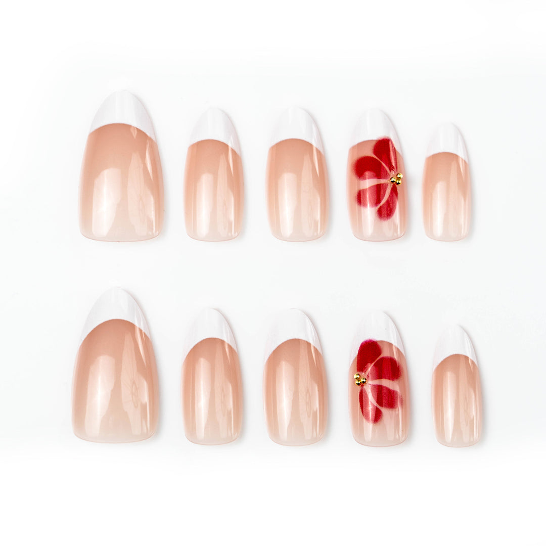 Elegant Floral Accent Press-On Nail Art Kalsten
