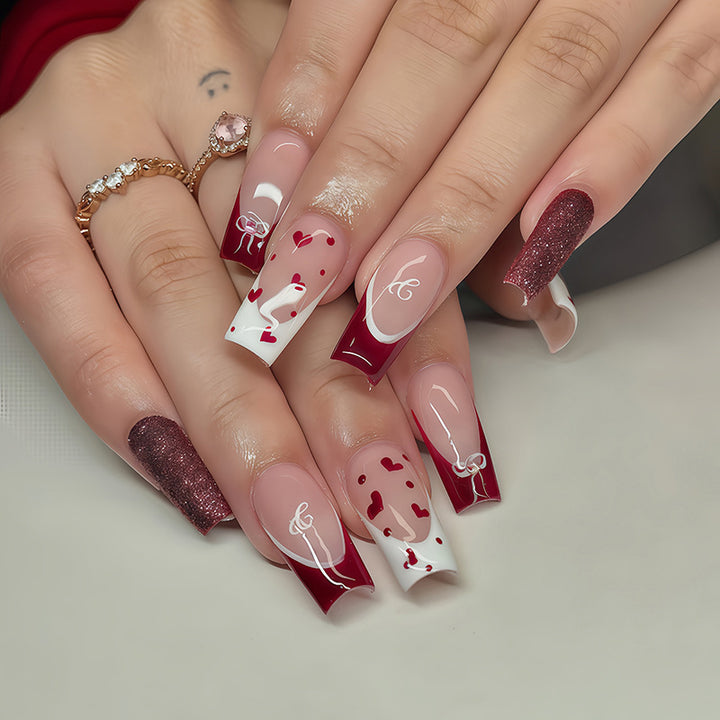 Creative Nail Art Set with Heart and Glitter Accents Kalsten
