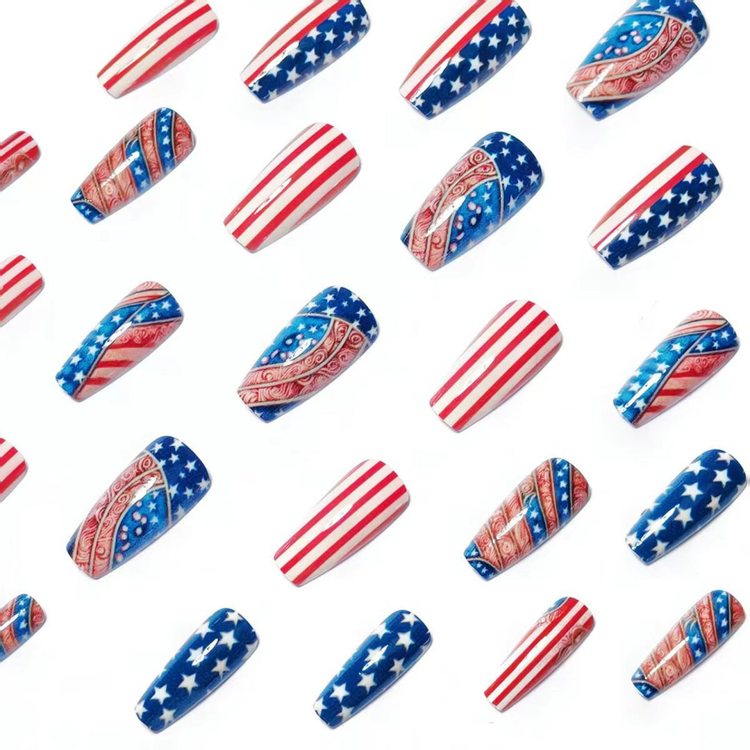 Patriotic Star and Stripes Nail Art Kalsten