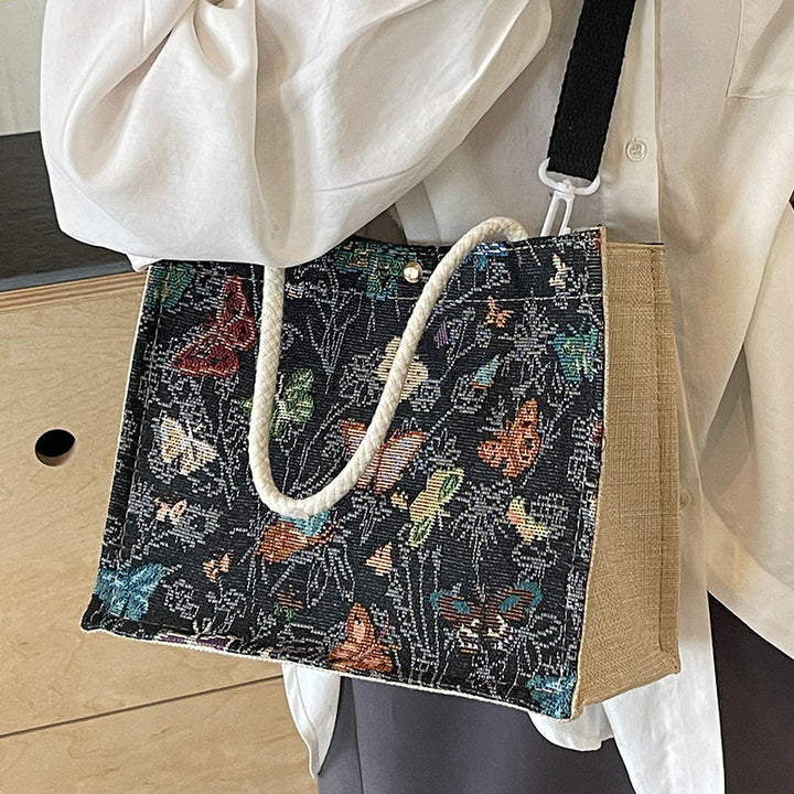 Floral Embroidered Canvas Tote Bag  1790616768