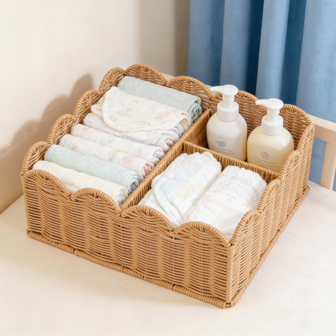 Decorative Scalloped Woven Storage Basket Kalsten