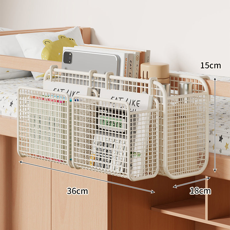 Over-Bed Three-Compartment Metal Mesh Hanging Bedside Organizer Caddy