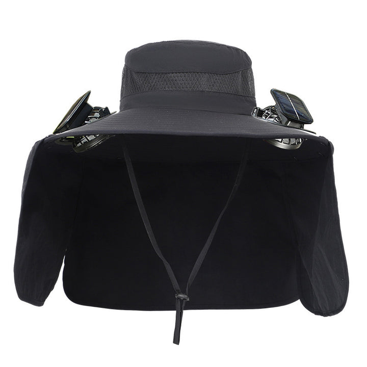 Sun hat with neck protection and integrated solar-powered dual fans Kalsten