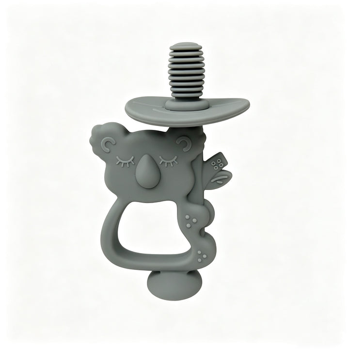 Silicone Koala Teether Pacifier with Ergonomic Handle and Safety Screw Attachment