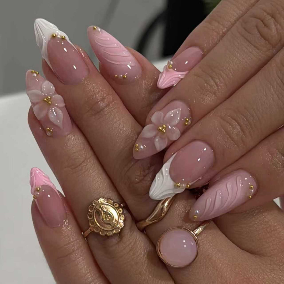 Floral Acrylic Press-On Nails Kalsten
