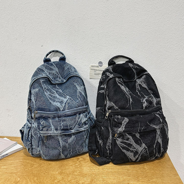 Stylish Textured Denim Backpack Kalsten