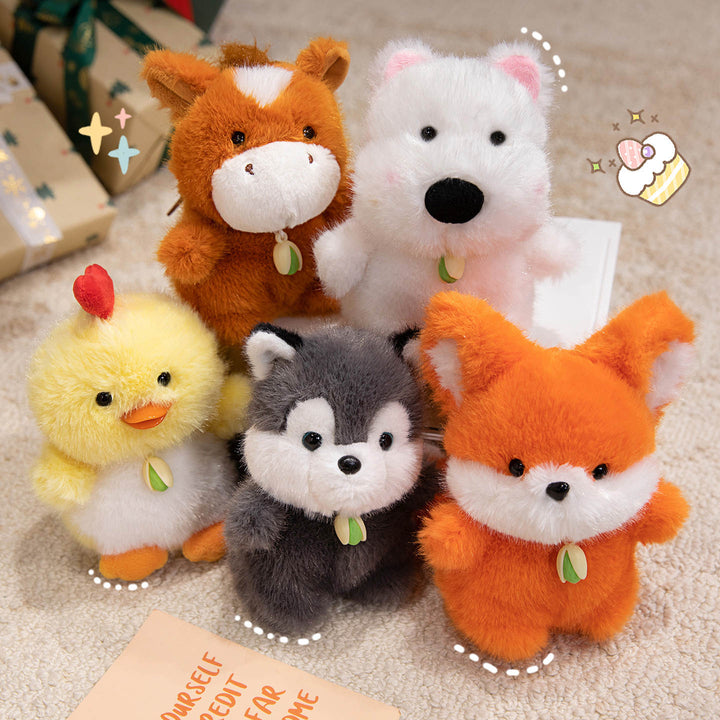 Plush Dog Bag Charm Keychain with Soft Faux-Fur Body & Loop Strap Kalsten