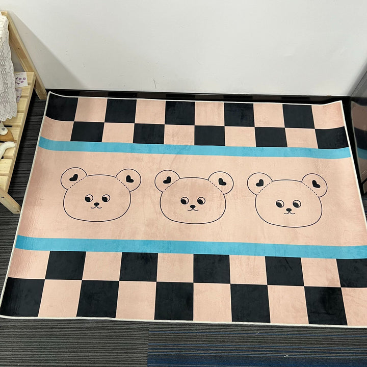 Round Educational Baby Play Rug with Alphabet Border and Bear Illustration