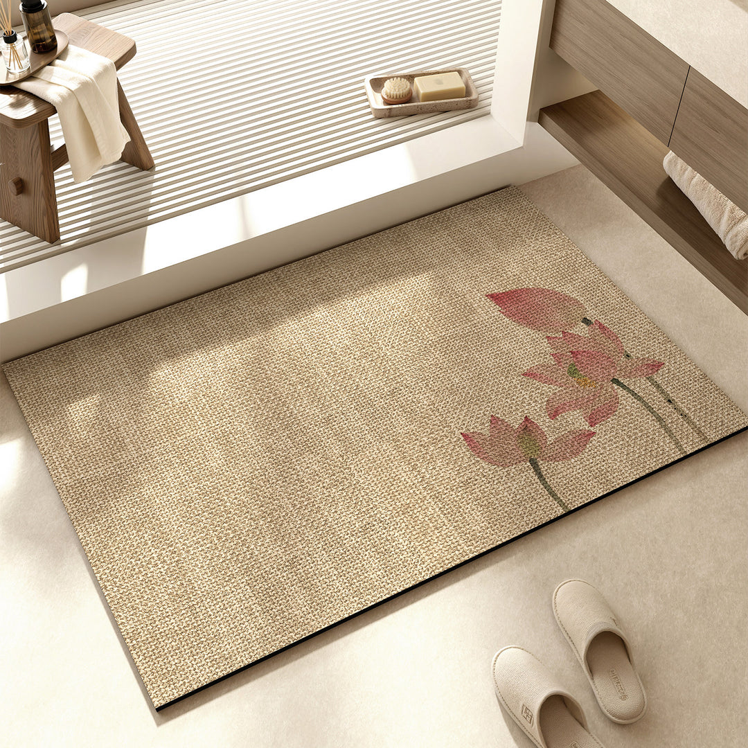 Decorative Floral Pattern Bath Mat