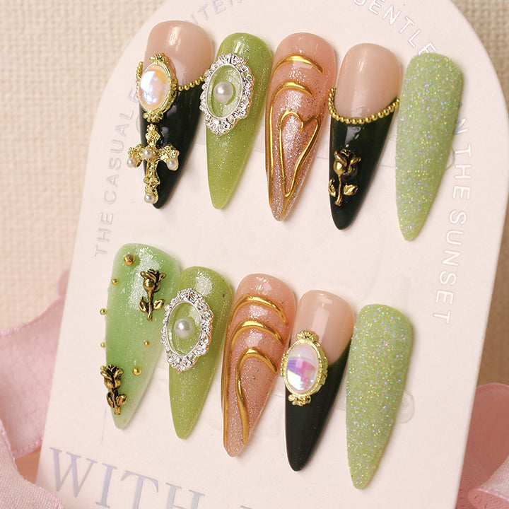 Artificial nail set with luxurious decorations Kalsten