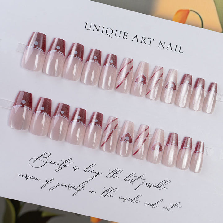 Artistic Press-On Nail Set with Custom Designs