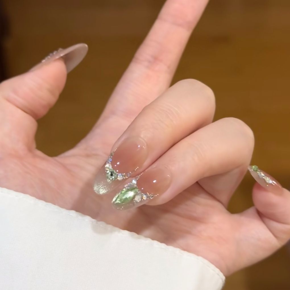 Elegant Rhinestone Accent Press-On Nail Extensions