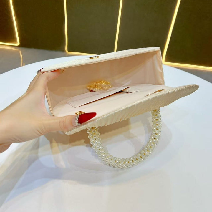 Pleated Satin Clutch Handbag