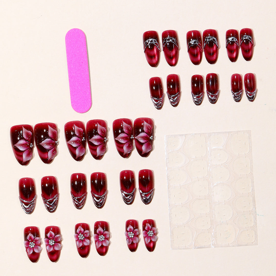 3D Floral Accent Stiletto Nail Art Extensions Kalsten