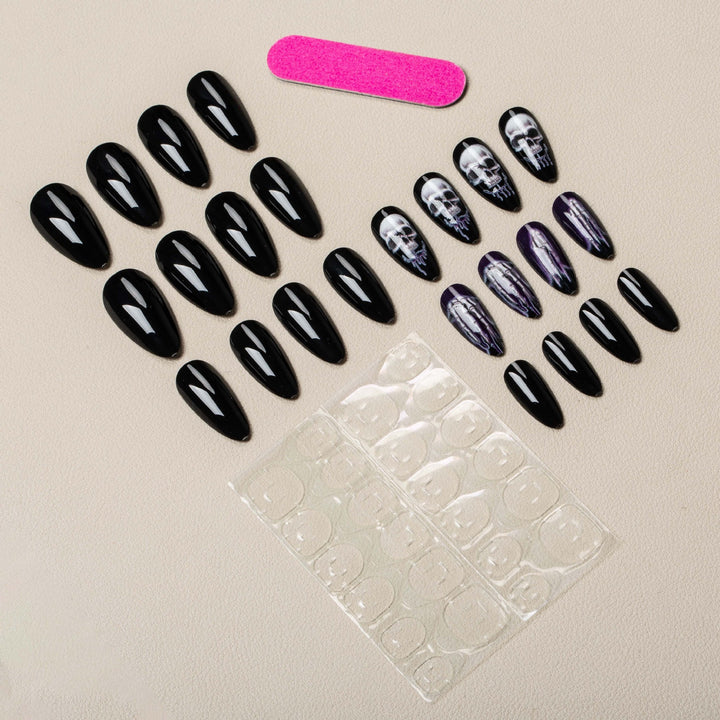 Halloween-Themed Skeleton Nail Art