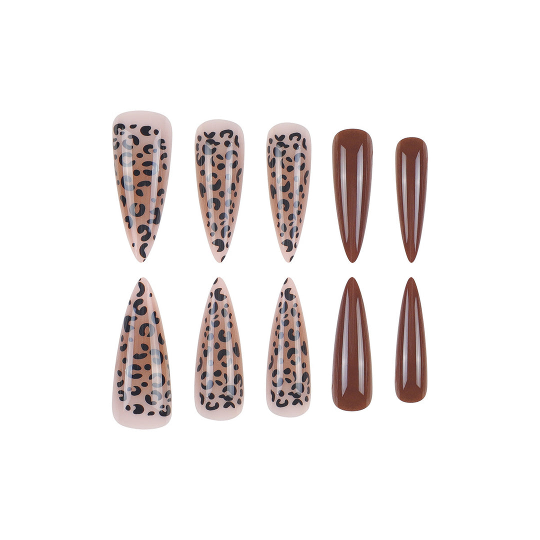 Artistic Leopard Print Stiletto Press-On Nails Kalsten