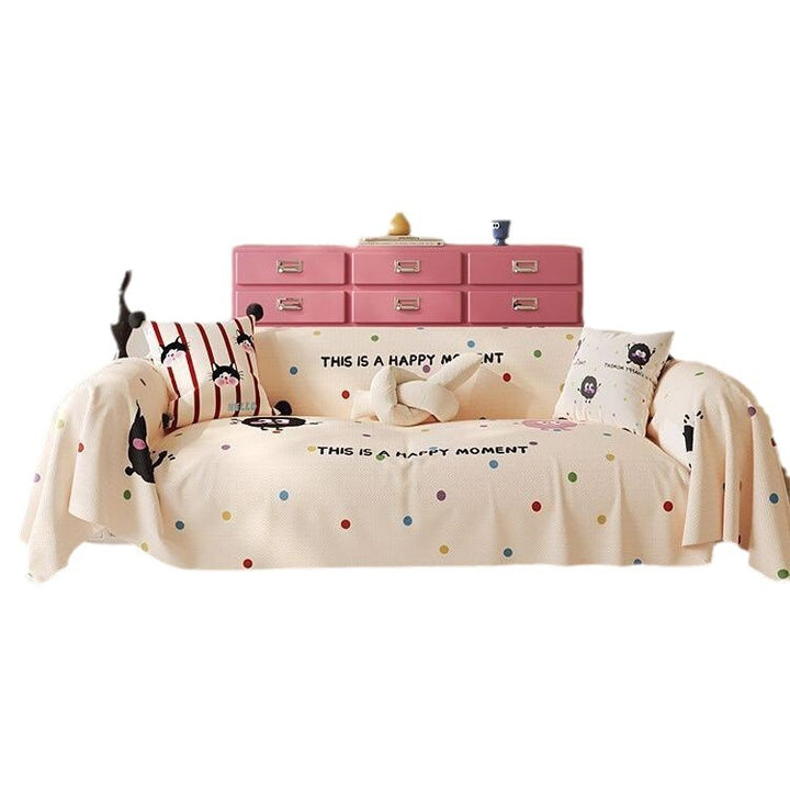 Stretch-Fit Cartoon-Print Textured Sofa Slipcover with Elasticized Corners