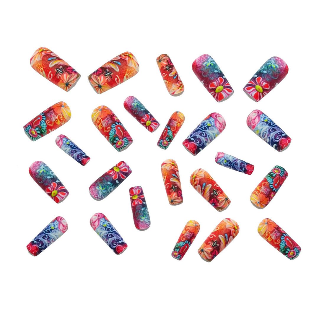 Artificial nails with luxurious 3D flowers and glitter accents Kalsten