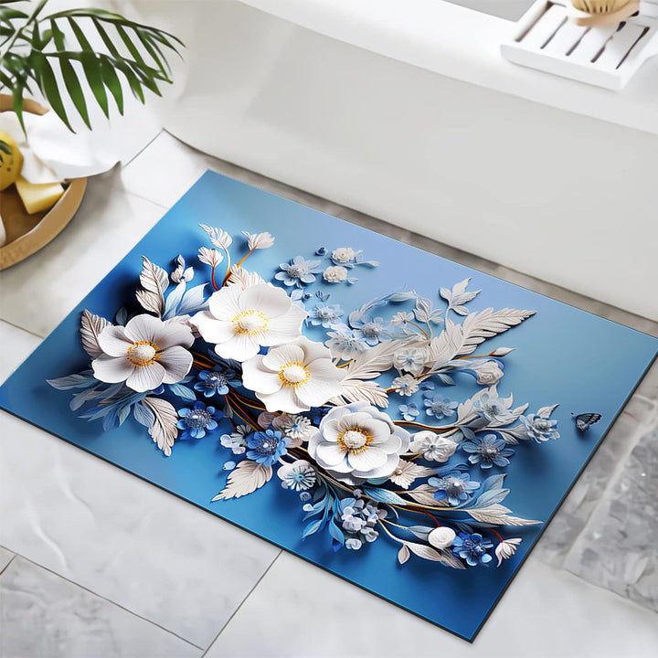 Textured Floral Design Bath Mat Kalsten