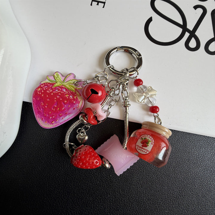 Decorative Strawberry-Themed Charm Keychain Kalsten