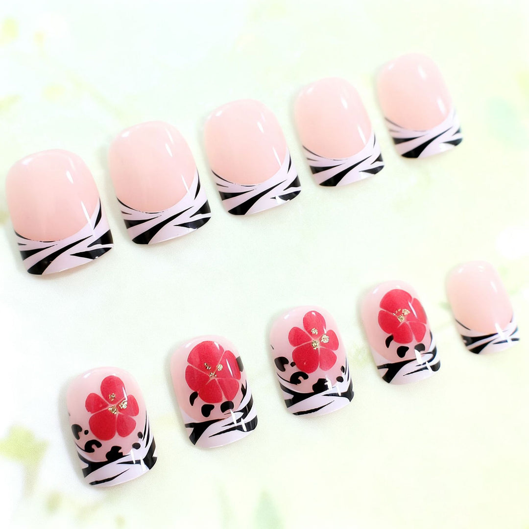 Floral French Nail Art Extensions Kalsten