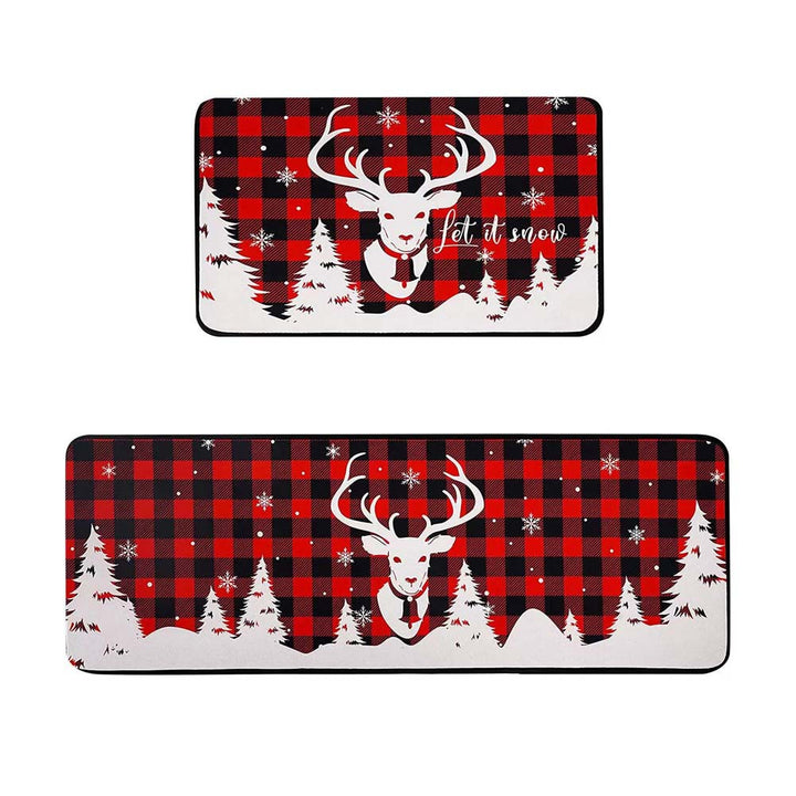 Festive Christmas-Themed Kitchen Mat Set