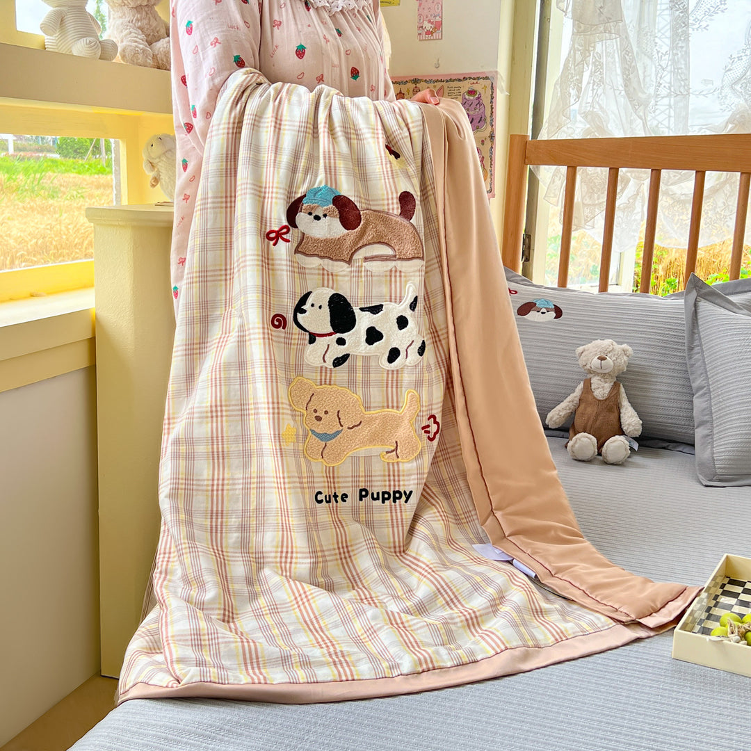Reversible Children's Quilt with Embroidered Chick Designs