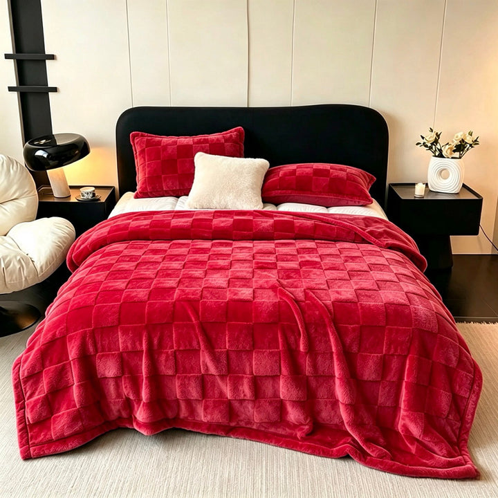 Textured Patchwork Fleece Blanket Kalsten