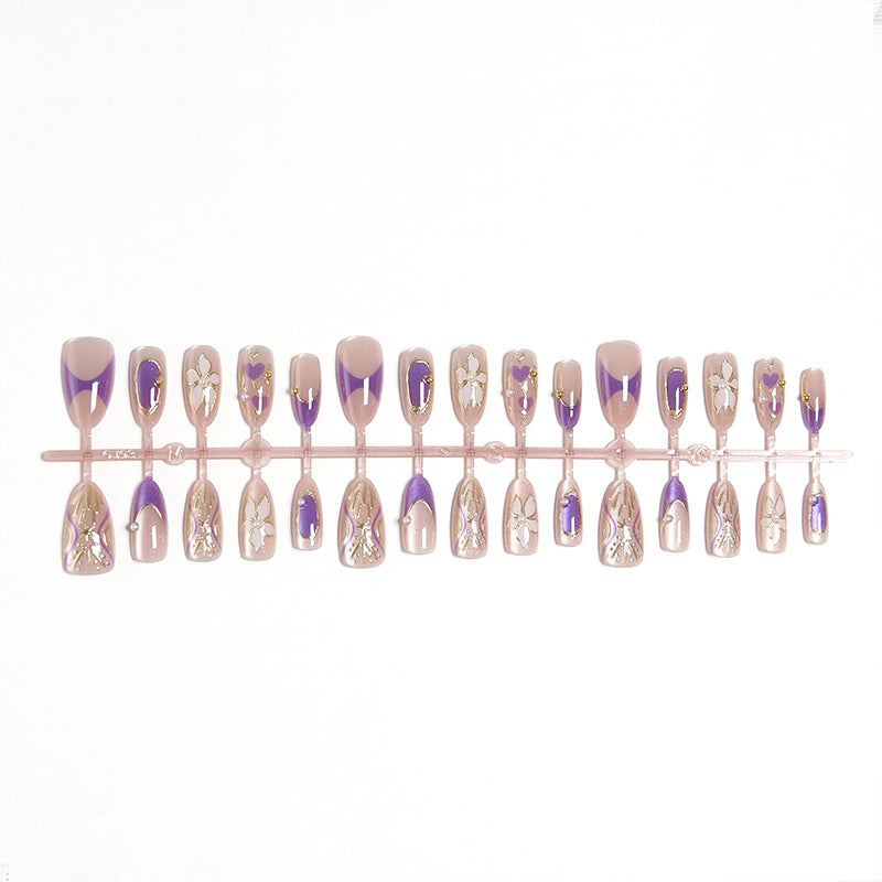 Artificial nail set with elegant flower and glitter details Kalsten